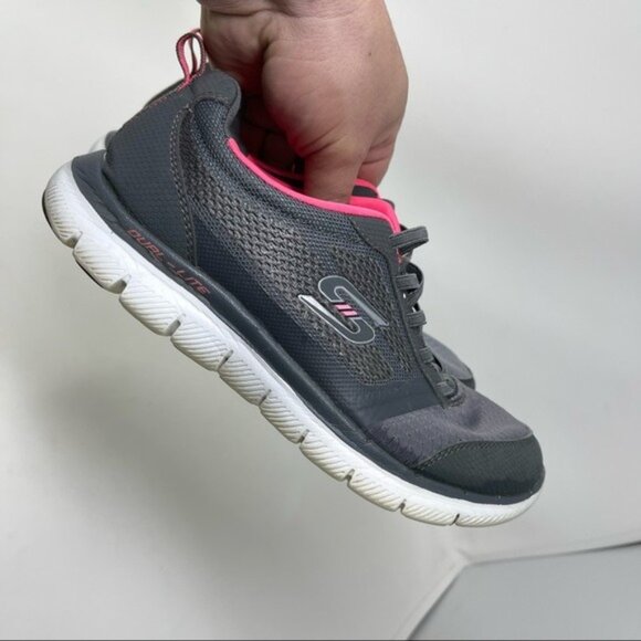 Skechers Gray And Pink Memory Foam Sneakers slip on 59872S size 6.5 - Picture 6 of 13